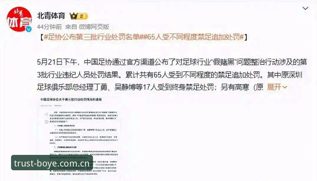 2026博业体育官网 中国足协第三批禁足名单全面解析:65人受罚背后的行业乱象与治理信号